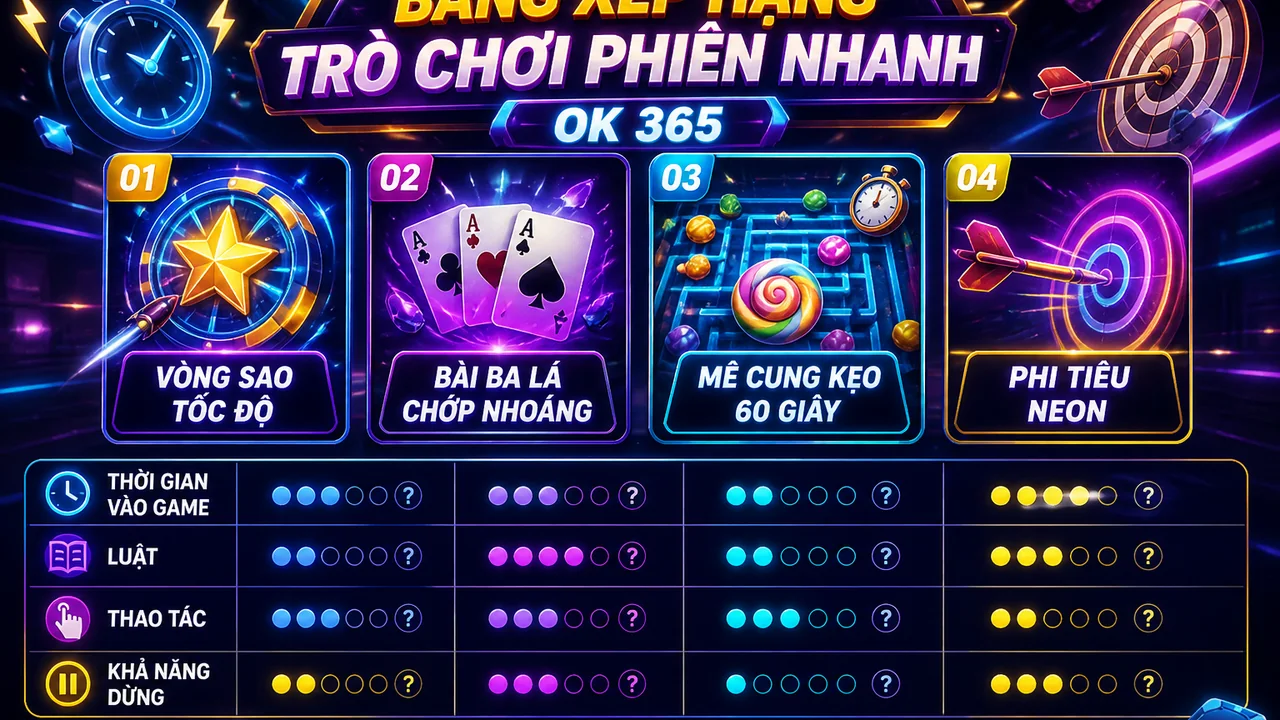 Bảng xếp hạng phiên nhanh: ok 365 được chấm theo tiêu chí nào?